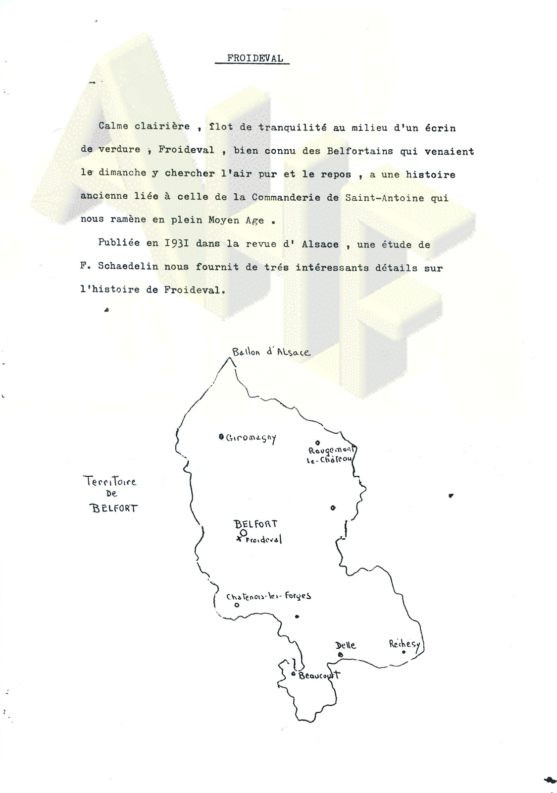 A travers l'histoire de Froideval