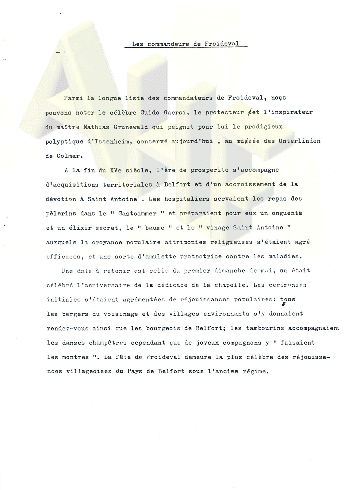 A travers l'histoire de Froideval