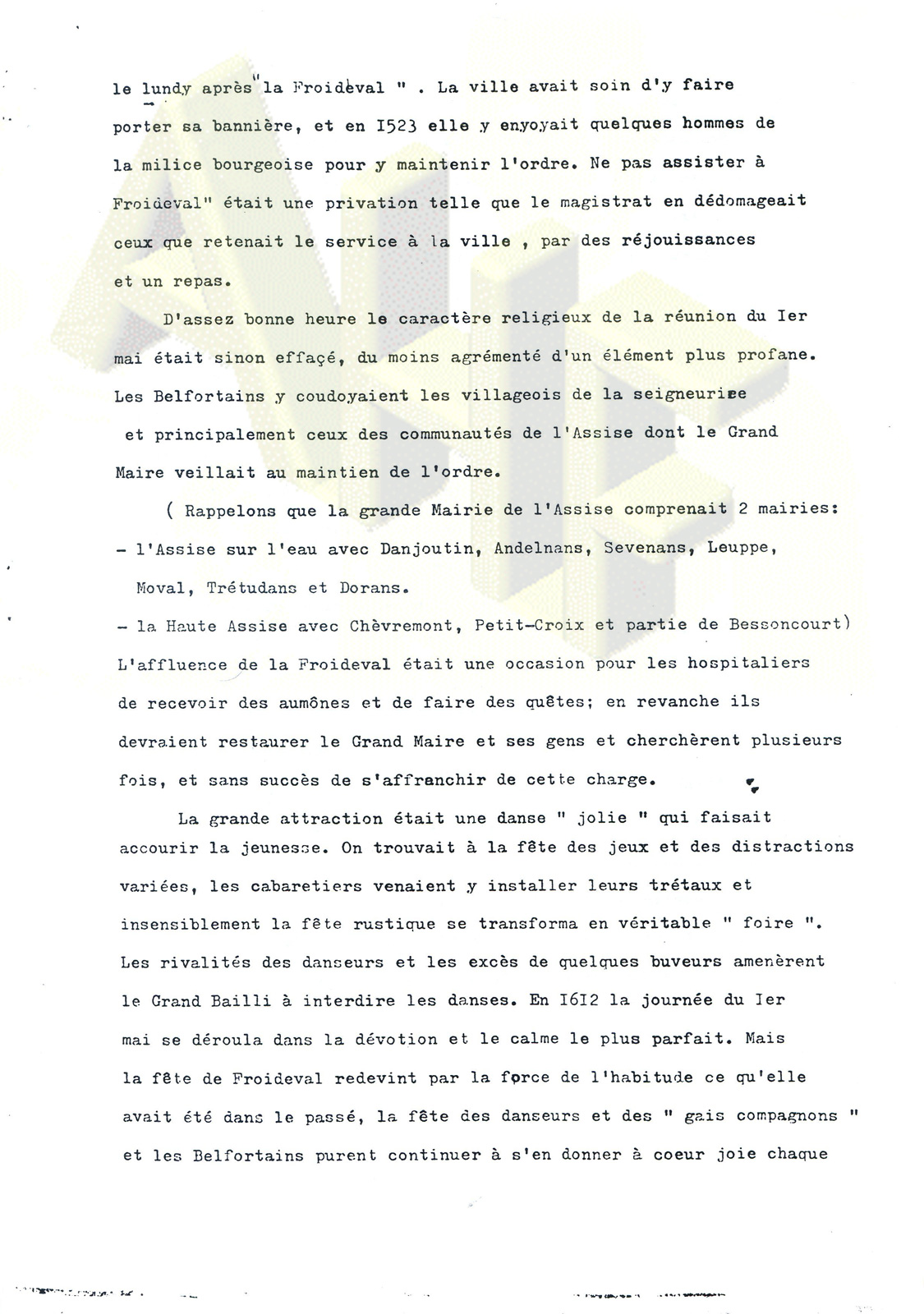 A travers l'histoire de Froideval
